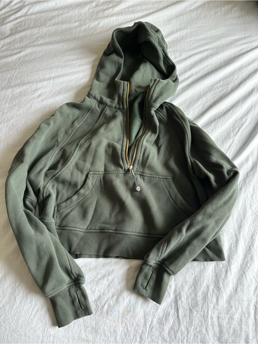 lululemon athletica Olive Green Half-Zip Hooded Pullover